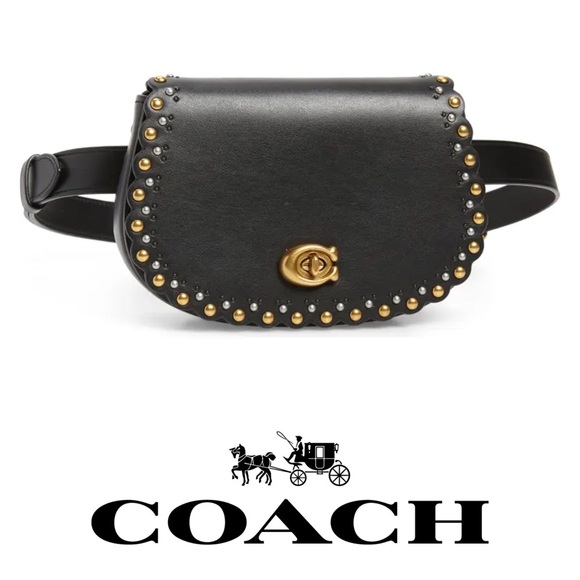 Coach Black Scallop Rivets Saddle Belt Bag EUC - Picture 16 of 16